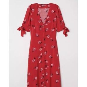 h&m red midi dress